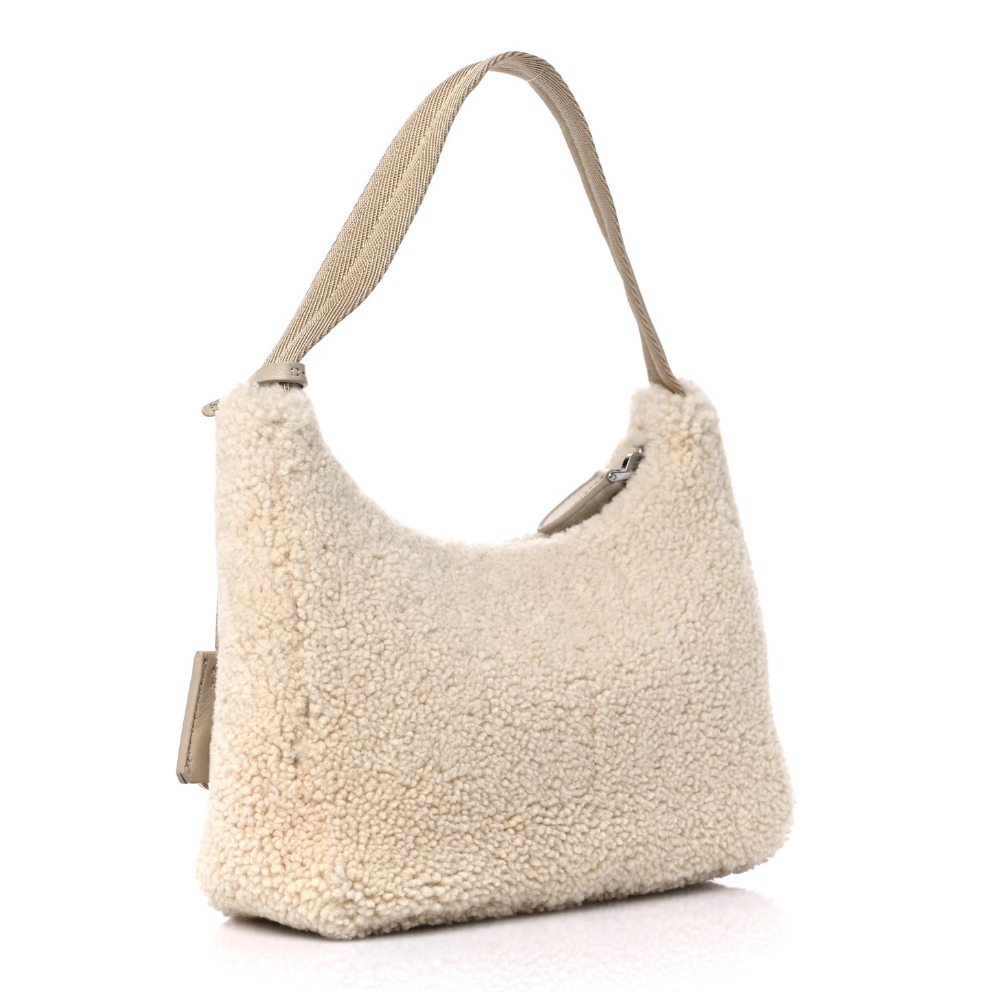 Shearling Mini Re-Edition 2000 Bag Ecru