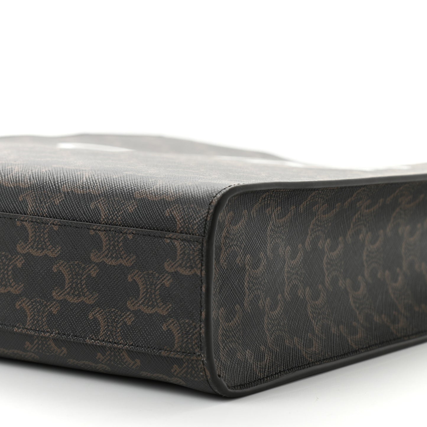 Triomphe Canvas Calfskin Small Vertical Cabas Tan