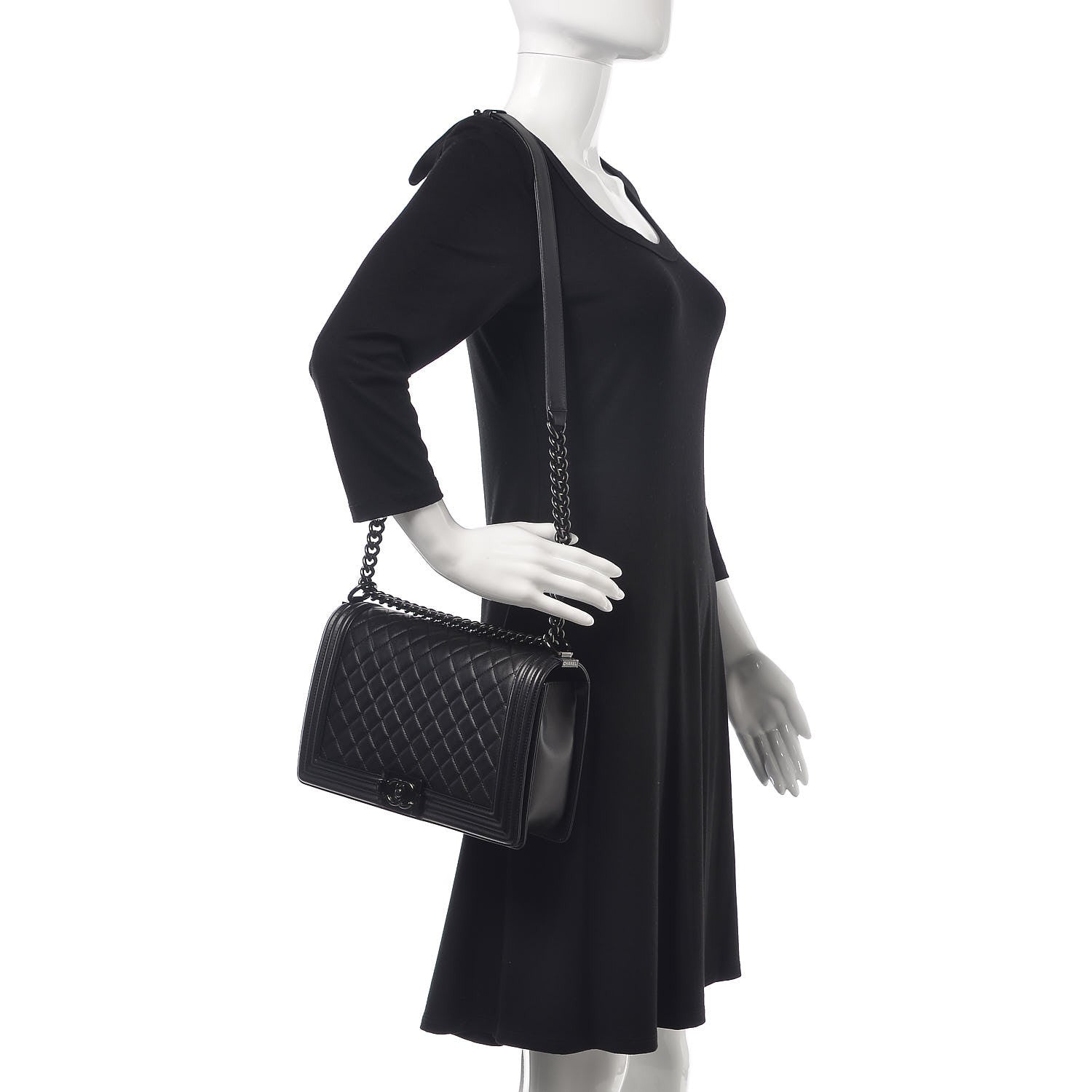 Chanel Calfskin Quilted New Medium Boy Flap So Black 2 of 7