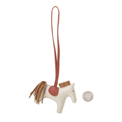 Hermes Milo Lambskin Grigri Rodeo Horse Bag Charm PM Craie Sesame Cornaline 2 of 5