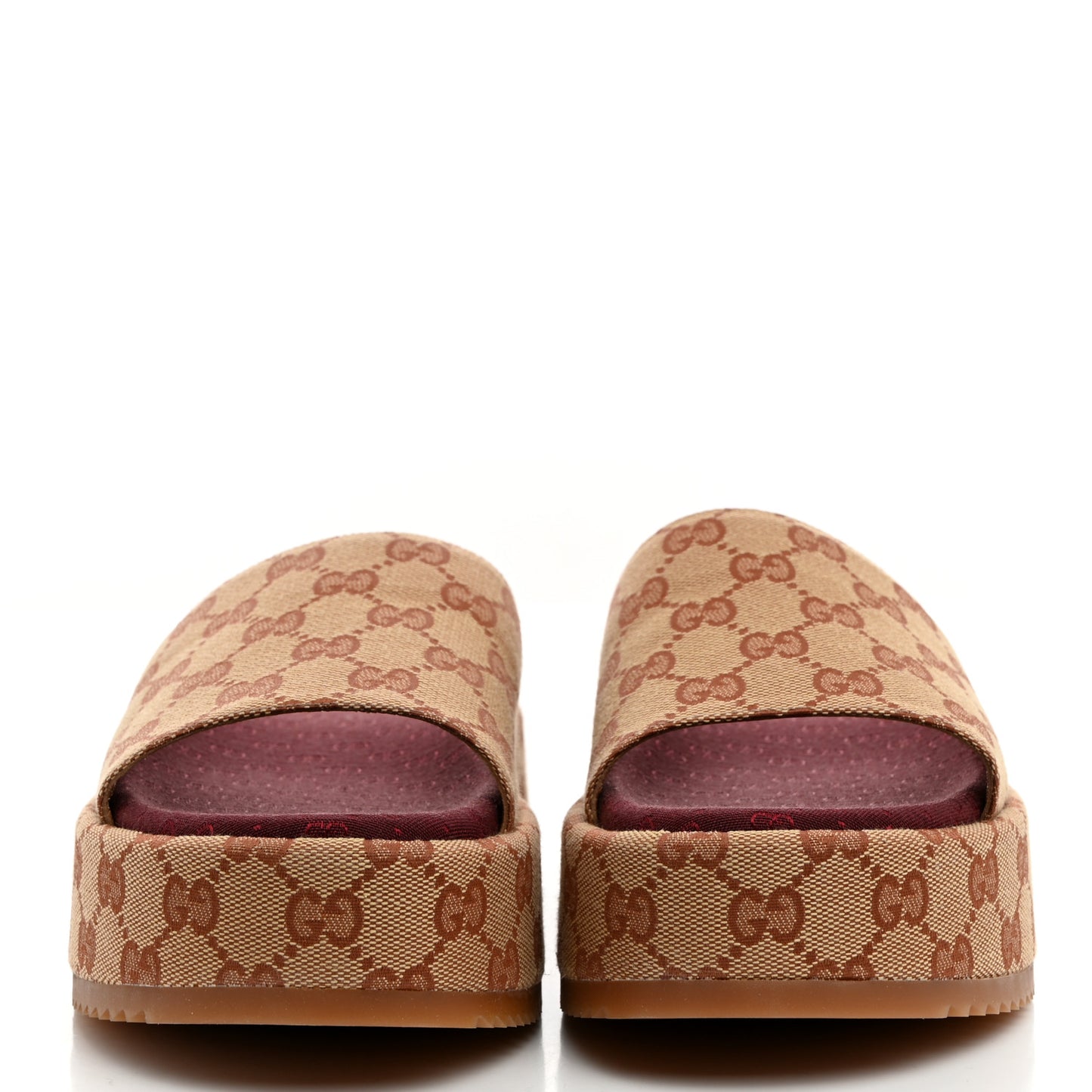 Canvas GG Monogram Angelina Platform Slide Sandals 38.5 Beige Ruggine