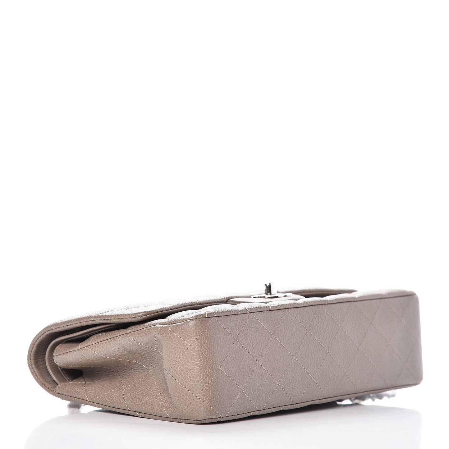 Caviar Quilted Medium Double Flap Taupe