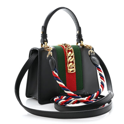 Gucci Calfskin Mini Sylvie Top Handle Bag Black 3 of 12