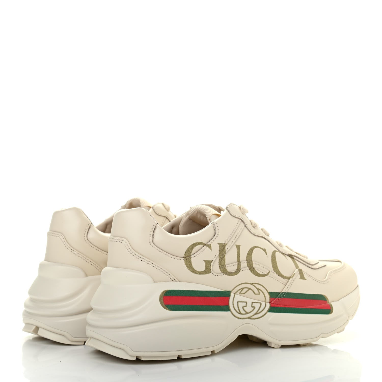 Gucci Calfskin Logo Womens Rhyton Sneakers 36 Ivory 3 of 4