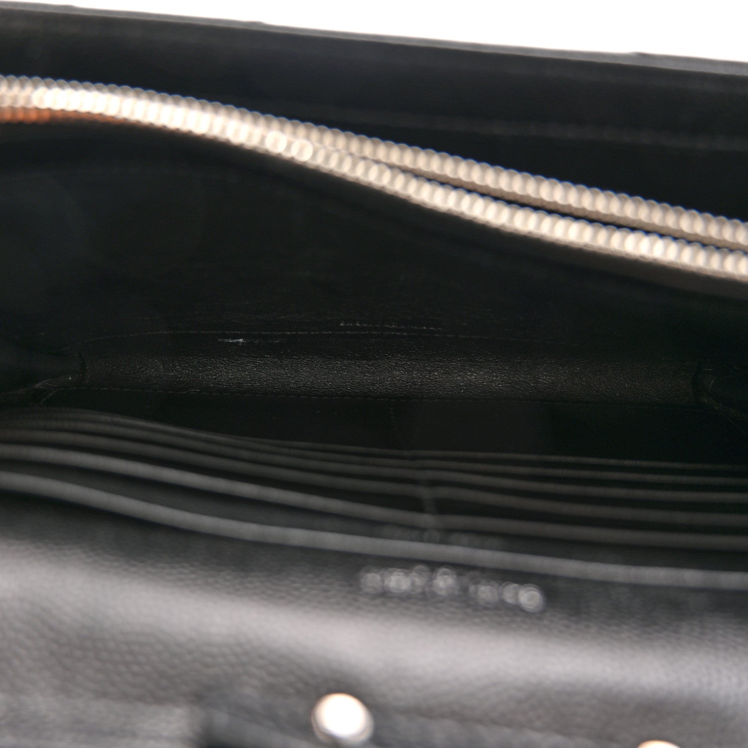 Saint Laurent Grain De Poudre Matelasse Chevron Monogram Chain Wallet Black 5 of 10