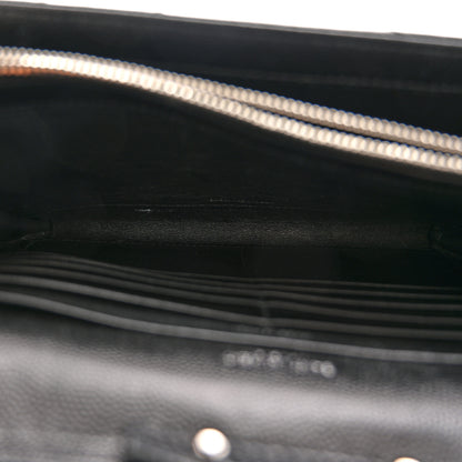 Saint Laurent Grain De Poudre Matelasse Chevron Monogram Chain Wallet Black 5 of 10