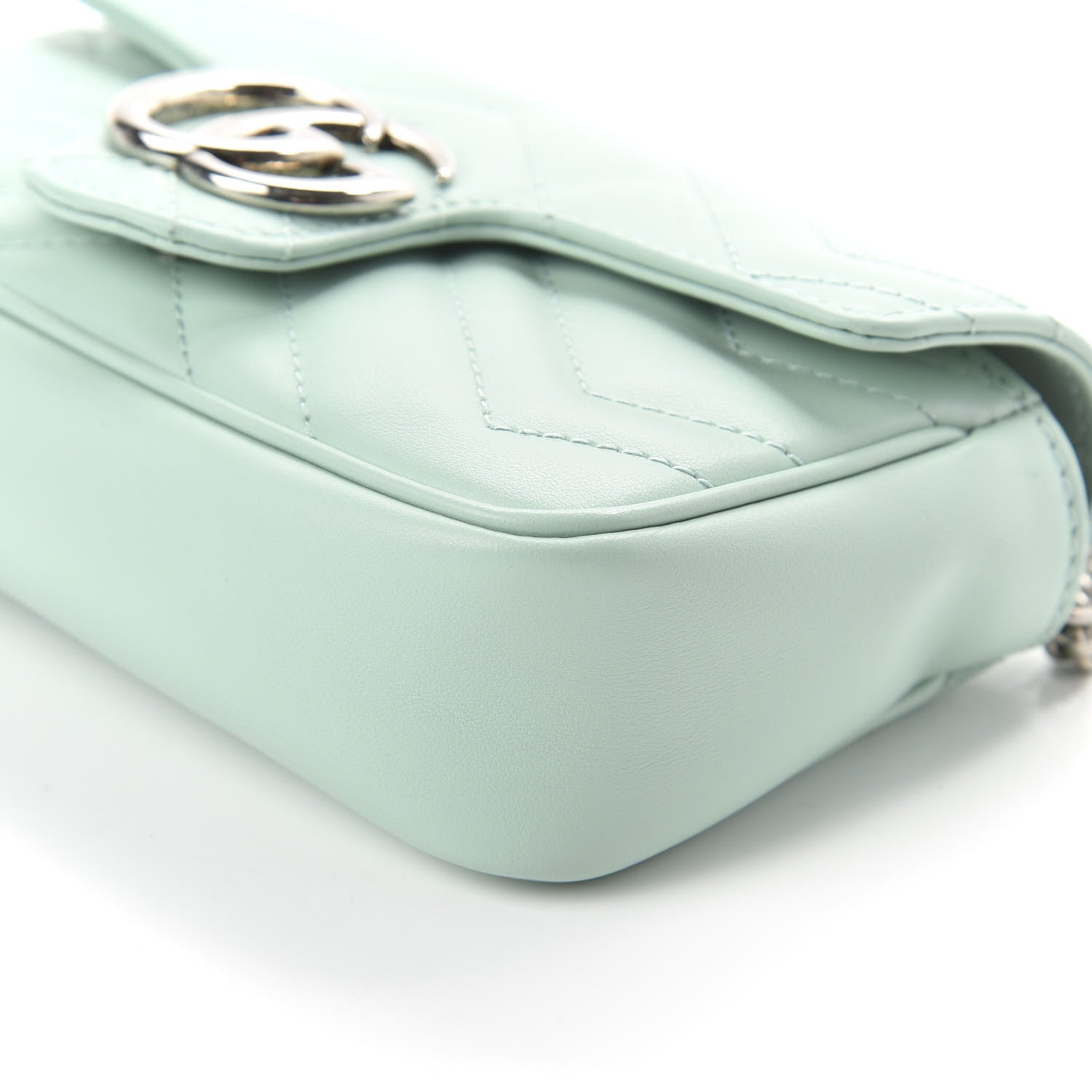 Gucci Calfskin Matelasse Super Mini GG Marmont Shoulder Bag Water Green 6 of 10