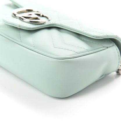Gucci Calfskin Matelasse Super Mini GG Marmont Shoulder Bag Water Green 6 of 10