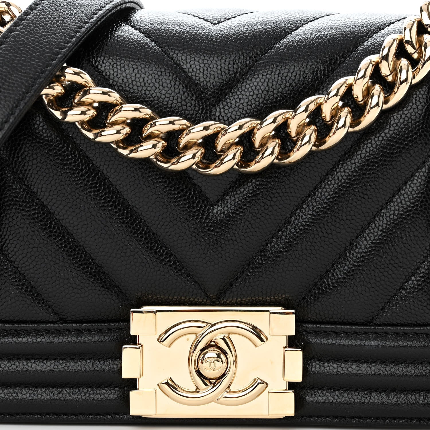 Chanel Caviar Chevron Quilted Small Boy Flap Black 9 of 12