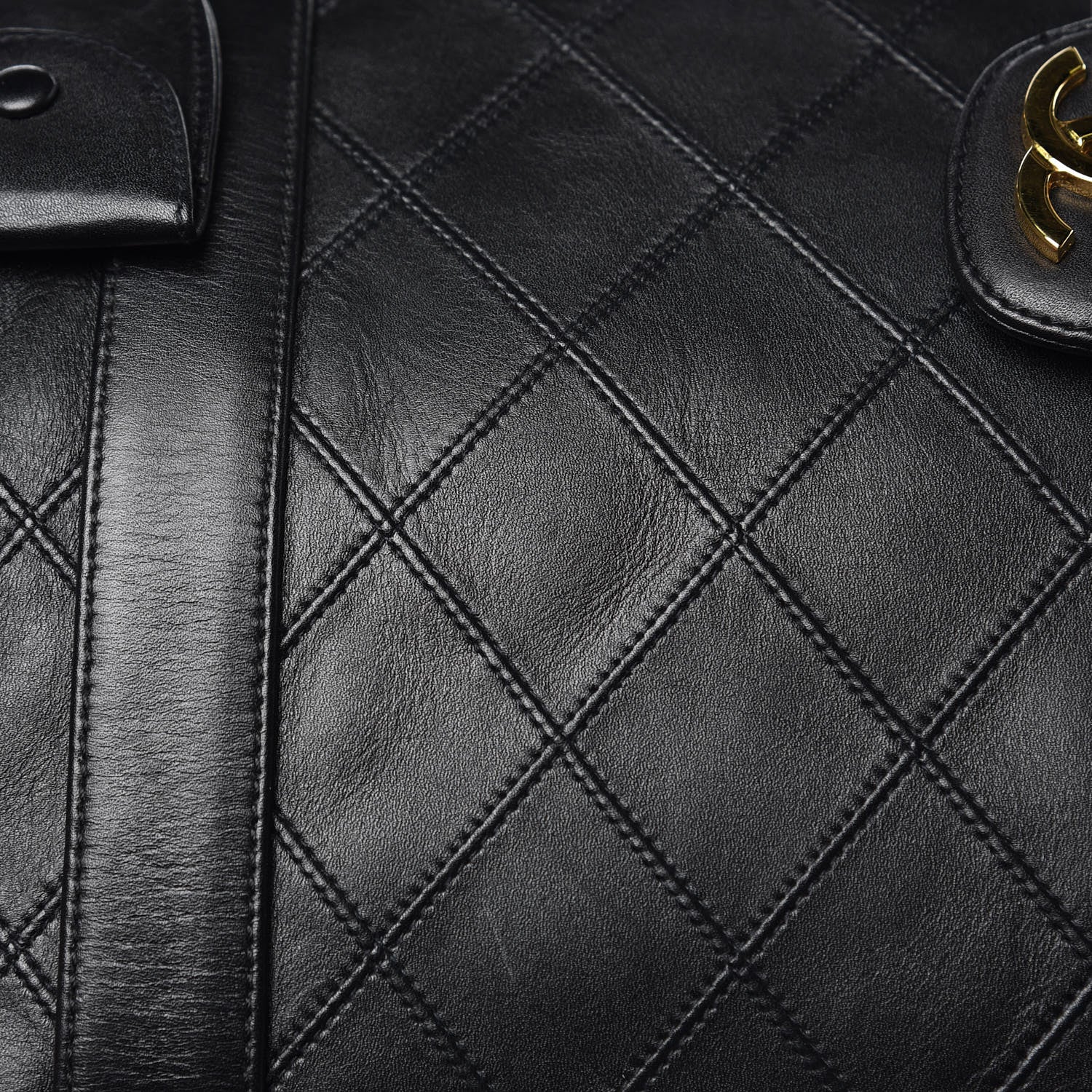 Chanel Calfskin Stitched CC Boston Black 12 of 12
