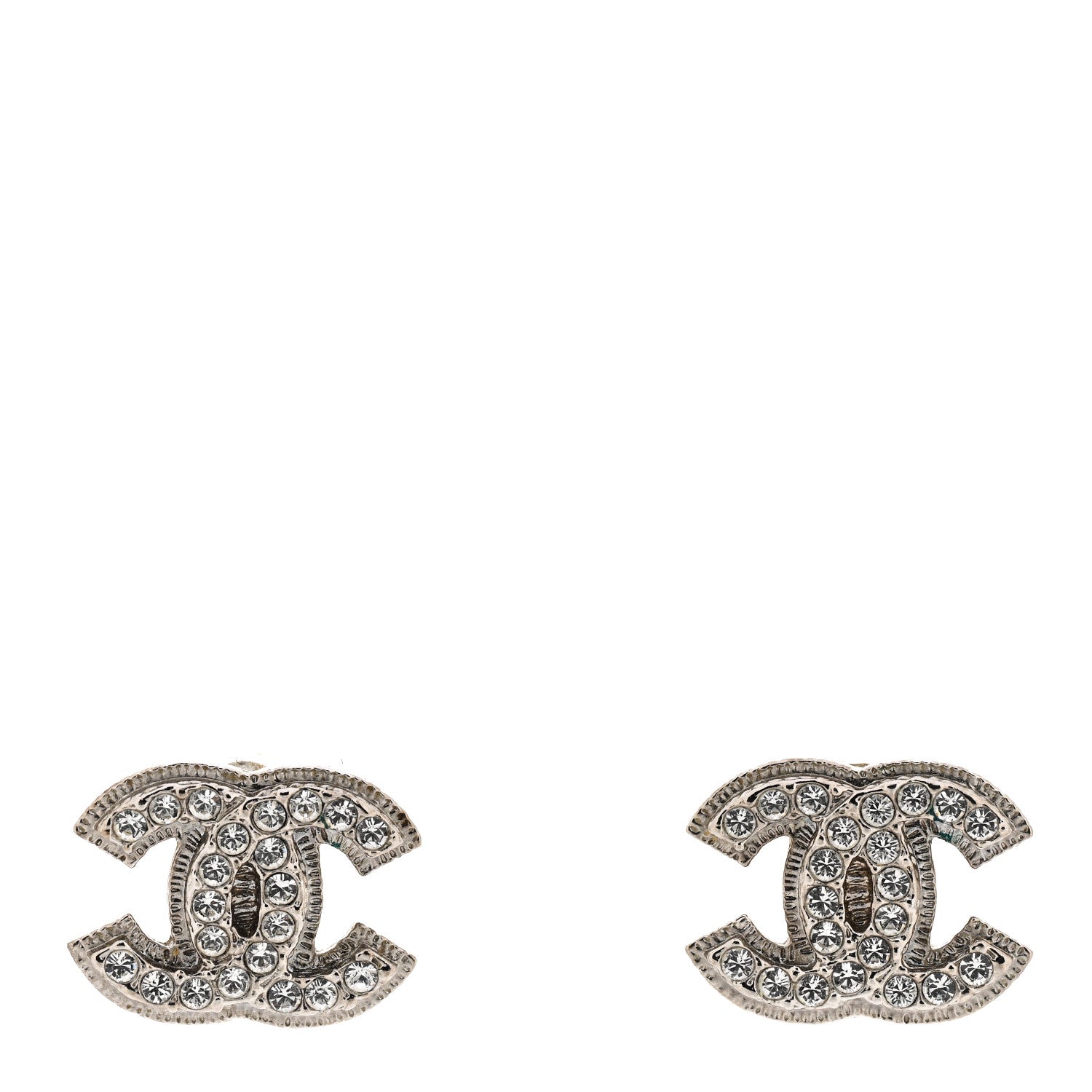 Chanel Crystal Mini CC Earrings Silver 1 of 8