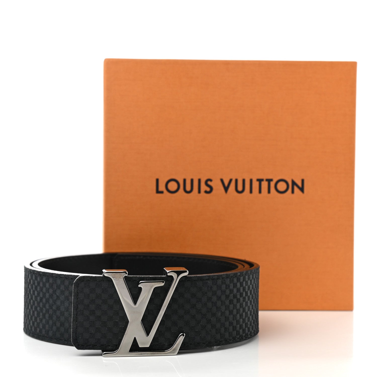 Louis Vuitton Suede Calfskin Mini Damier 40mm LV Initiales Belt 90 36 Carbone 8 of 8