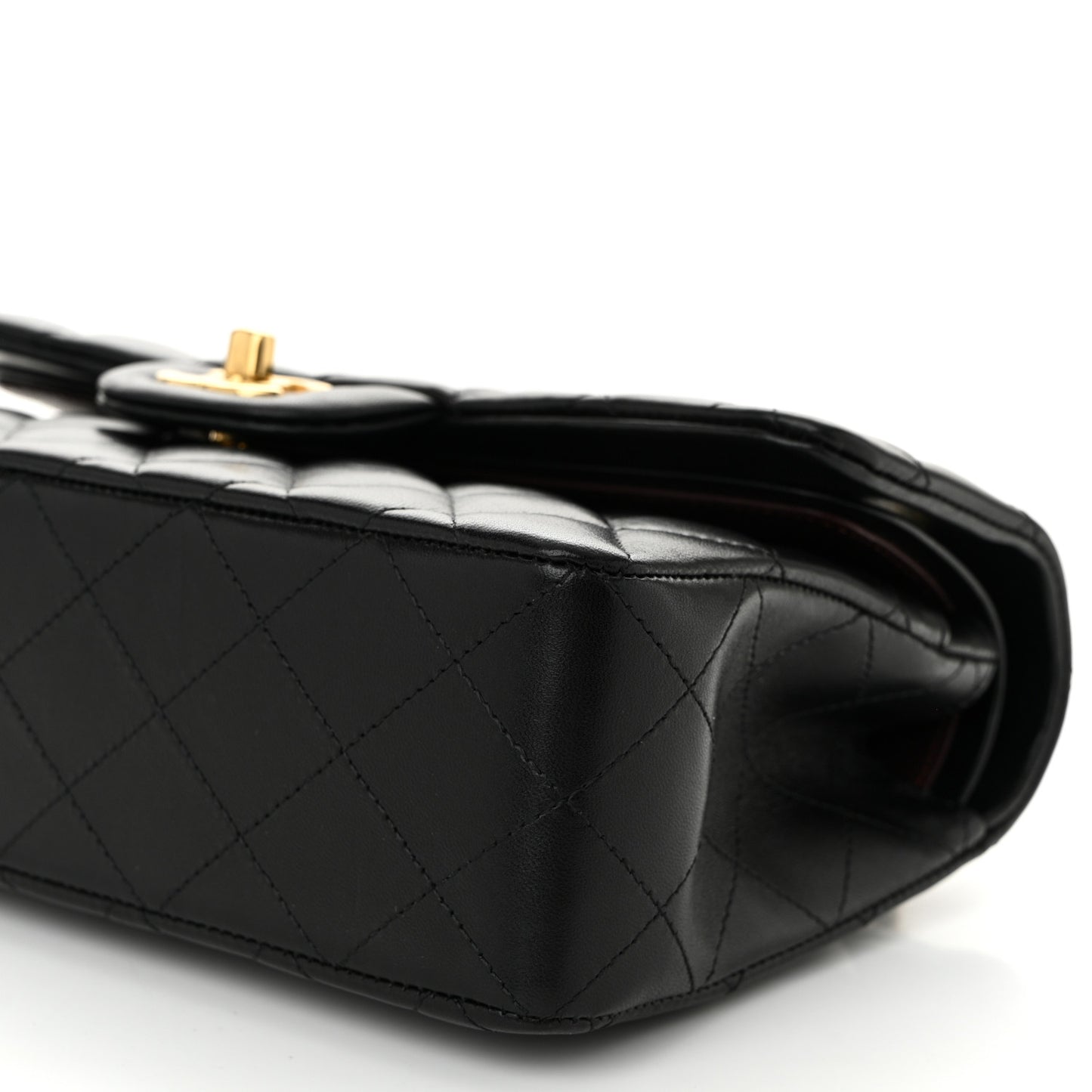 Lambskin Quilted Small Double Flap Black