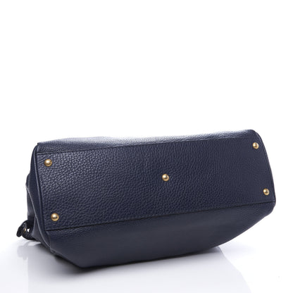 Fendi Cuoio Romano Raffia Selleria Large Peekaboo Iconic Satchel Navy 3 of 9