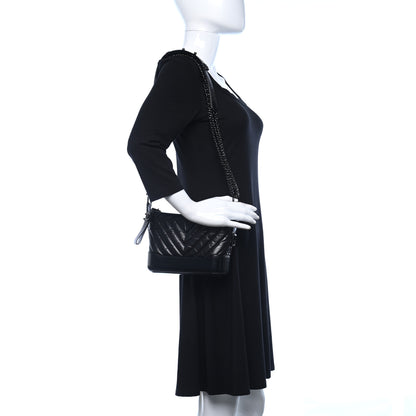 Chanel Aged Calfskin Chevron Quilted Small Gabrielle Hobo So Black 2 of 10