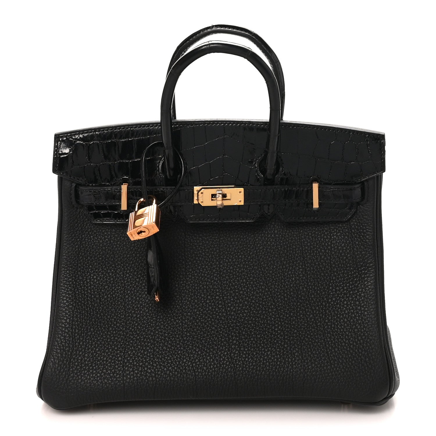 Hermes Togo Shiny Niloticus Crocodile Birkin Touch 25 Black 1 of 11