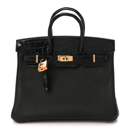 Hermes Togo Shiny Niloticus Crocodile Birkin Touch 25 Black 1 of 11