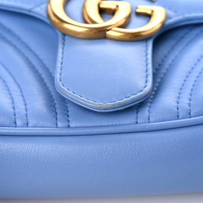 Gucci Calfskin Matelasse Mini GG Marmont Shoulder Bag Clear Sky Blue 18 of 19
