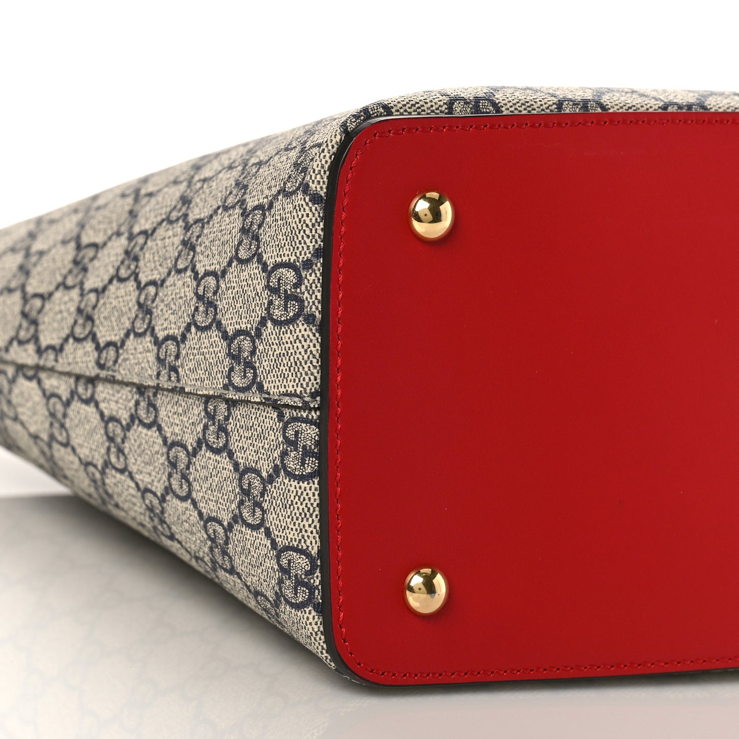 GG Supreme Monogram Linea A Foldover Tote Beige Blue Hibiscus Red