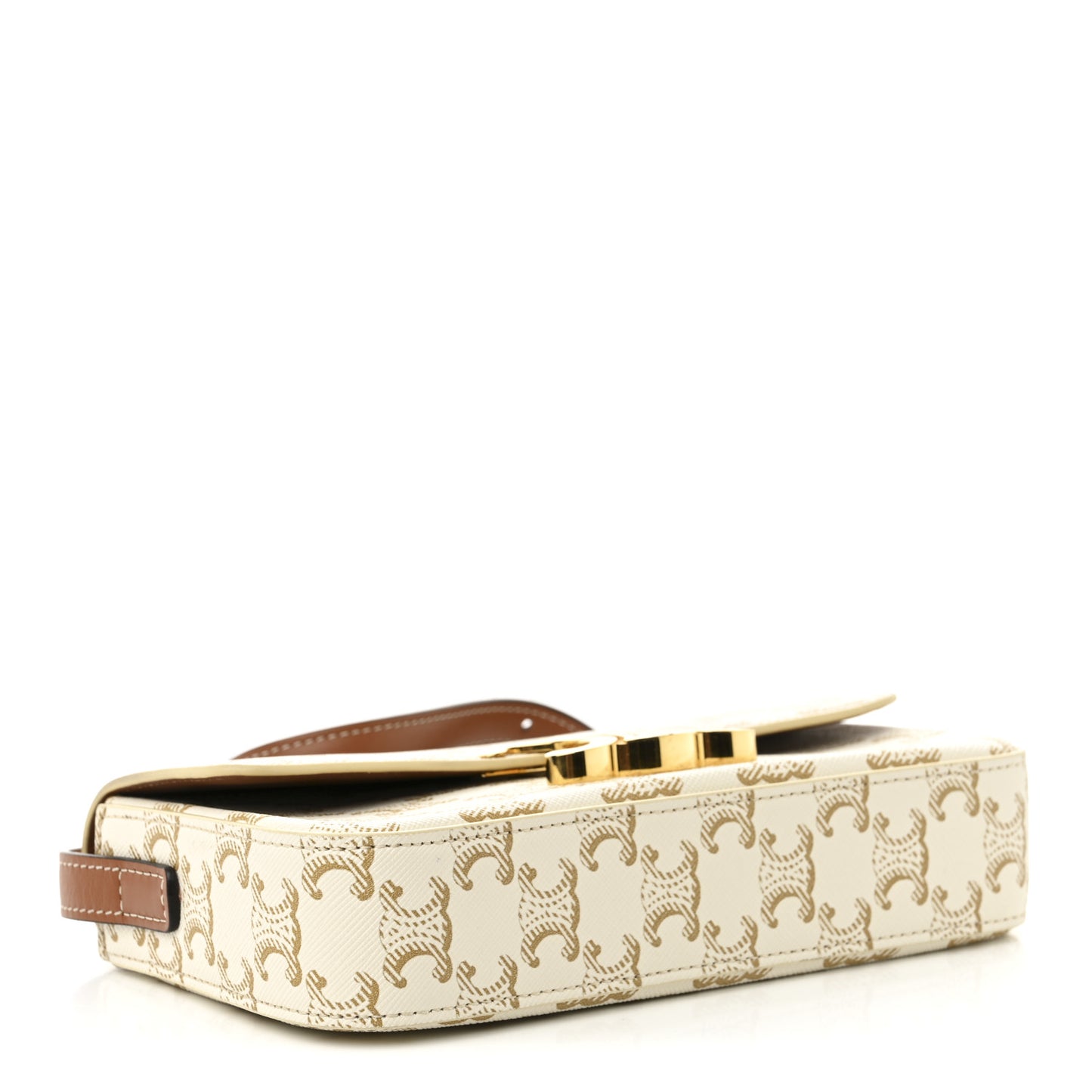 Canvas Calfskin Triomphe Shoulder Bag White