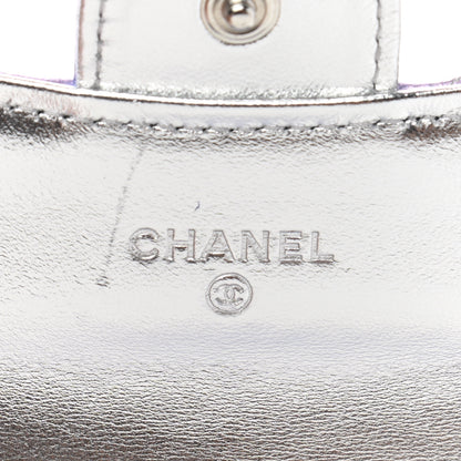 Chanel Gradient Metallic Calfskin Quilted Flap Card Holder Wallet Silver Blue Yellow Purple 6 of 9
