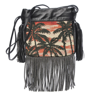 Saint Laurent Jacquard Leather Small Fringed Sunset Helena Bucket Bag 1 of 7