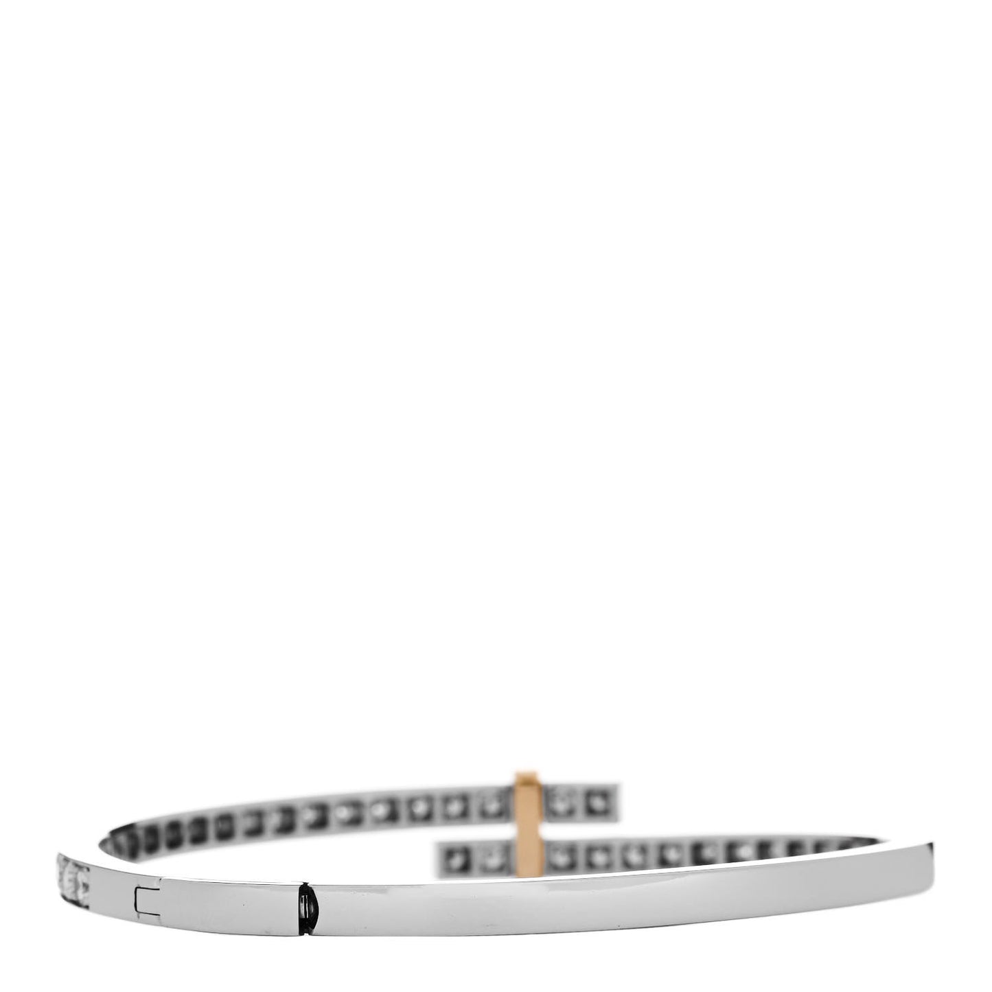 Platinum 18K Yellow Gold Diamond Edge Hinged Bypass Bangle Bracelet