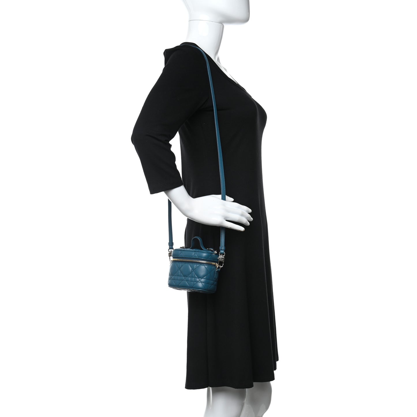 Lambskin Cannage Micro Lady Dior Vanity Case Blue