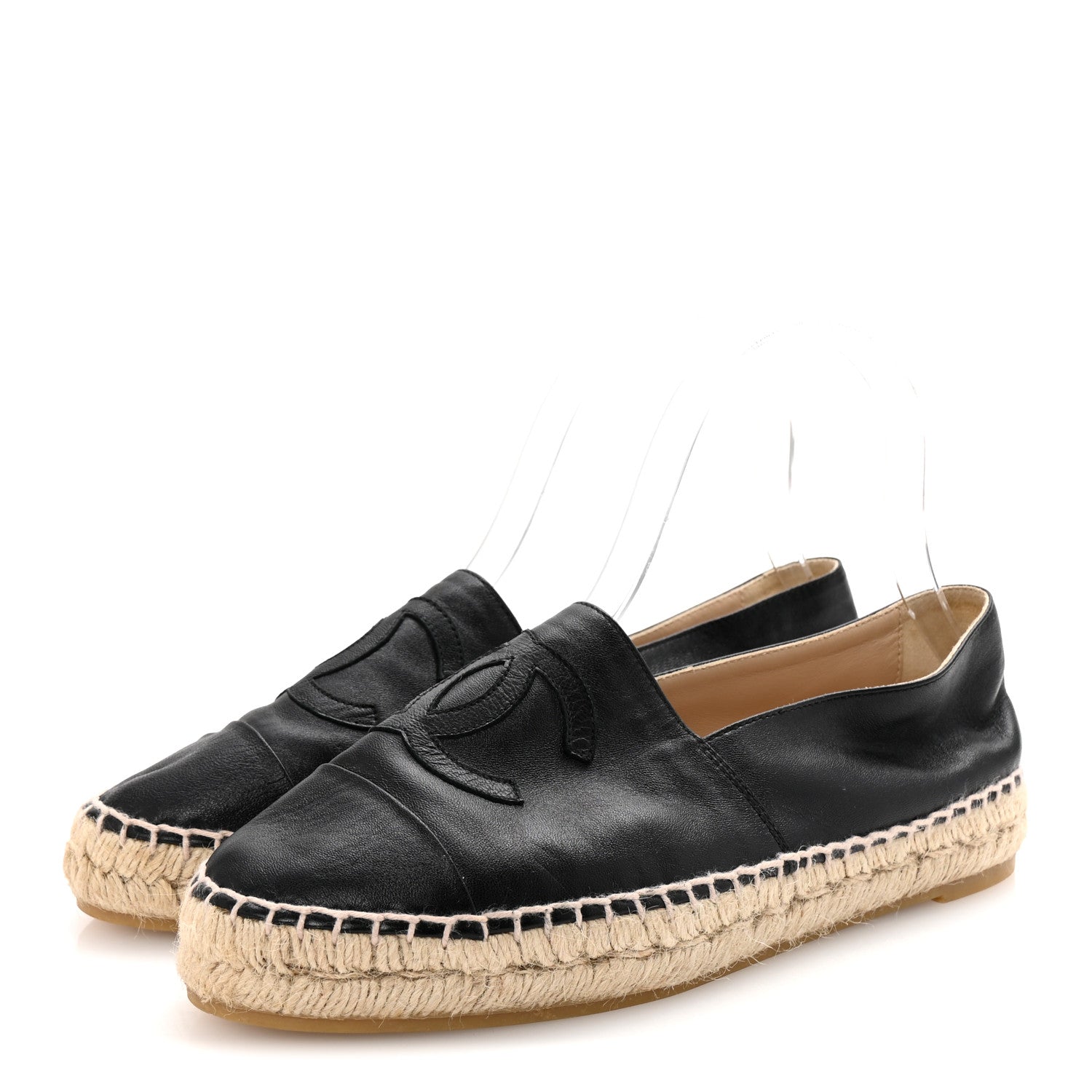 Chanel Lambskin CC Espadrilles 37 Black 4 of 9