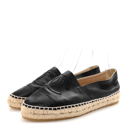 Chanel Lambskin CC Espadrilles 37 Black 4 of 9