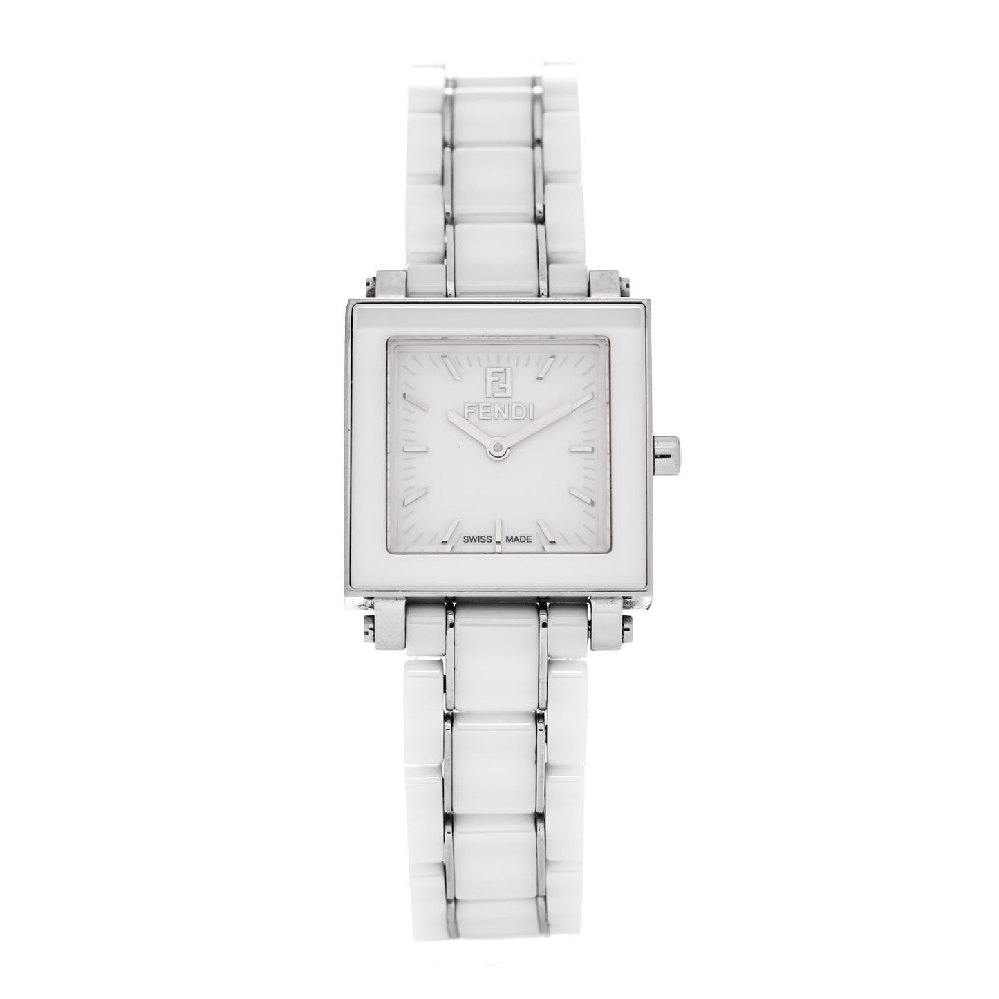 Stainless Steel Ceramic 25mm Quadro Quartz Watch White