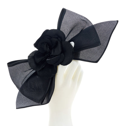 Chanel Satin Camellia Hair Clip Bow Black 2 of 4