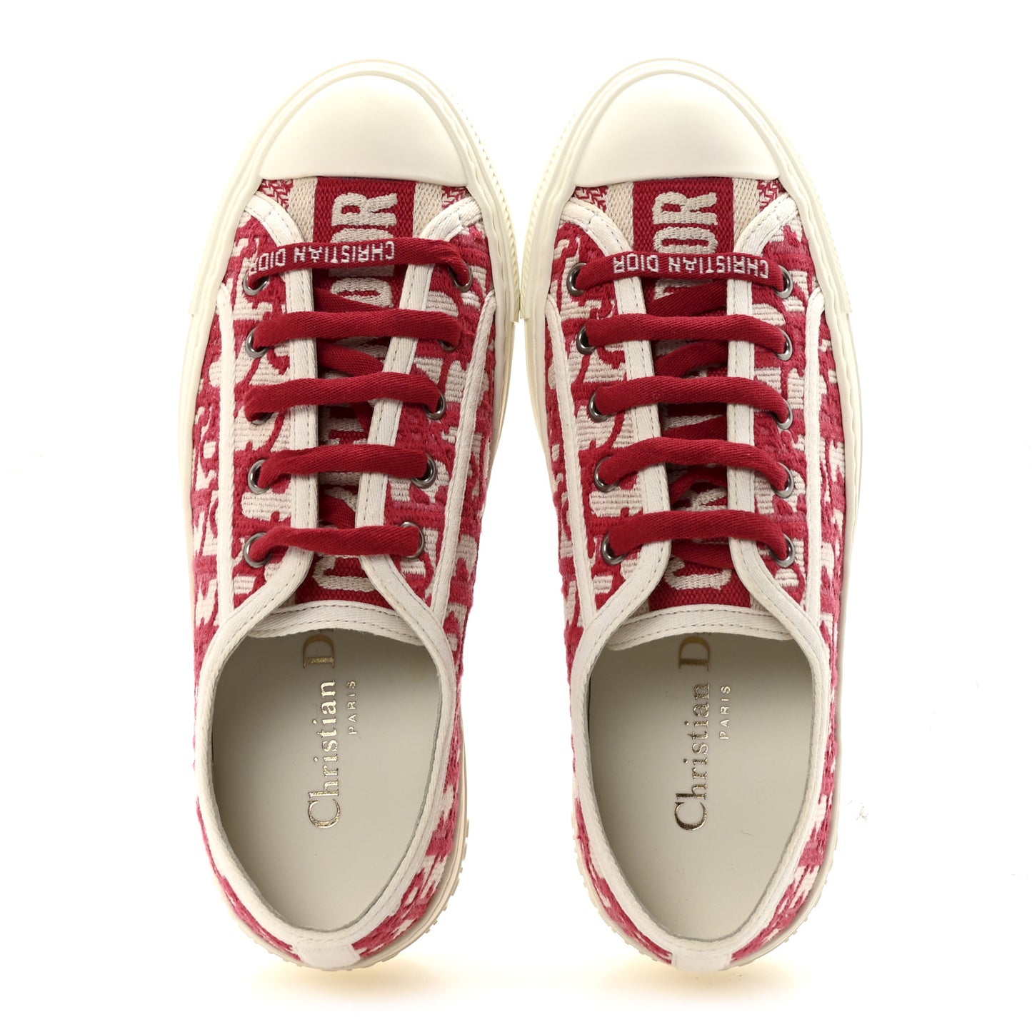Canvas Oblique Walk'N'Dior Low Top Sneakers 35 Framboise