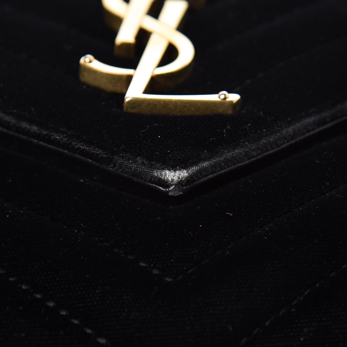 Velvet Matelasse Chevron Medium College Monogram Bag Black