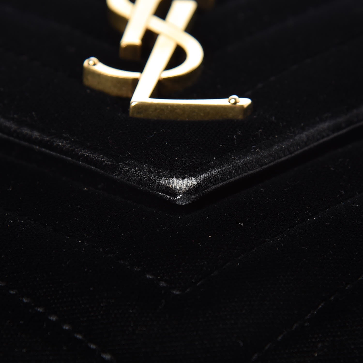 Saint Laurent Velvet Matelasse Chevron Medium College Monogram Bag Black 15 of 16