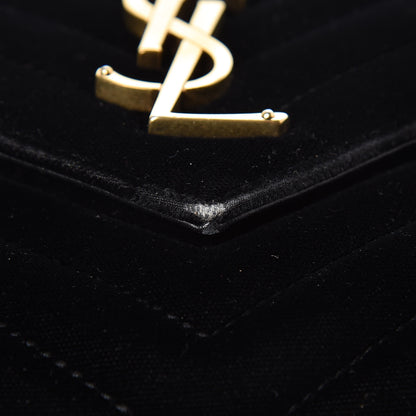 Saint Laurent Velvet Matelasse Chevron Medium College Monogram Bag Black 15 of 16