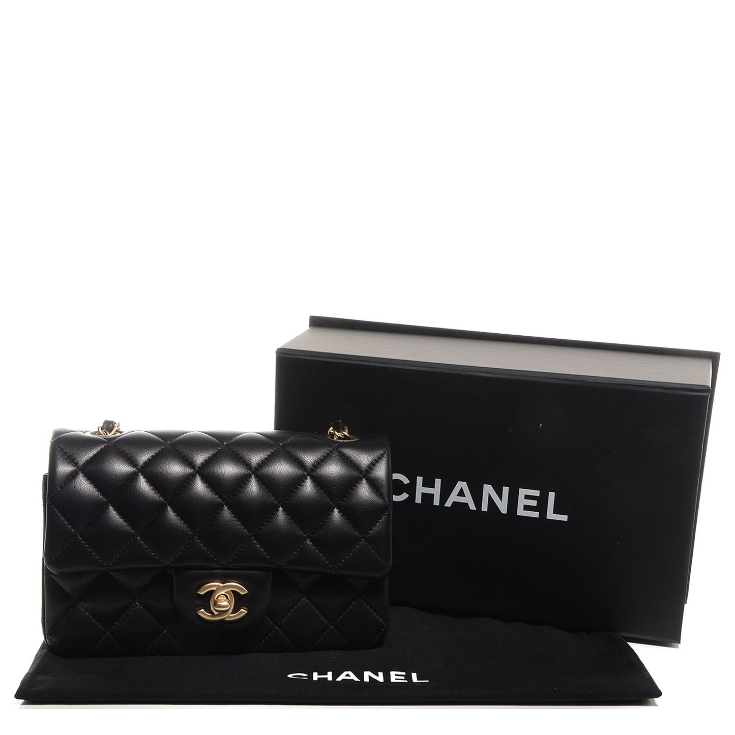Lambskin Quilted Mini Rectangular Flap Black