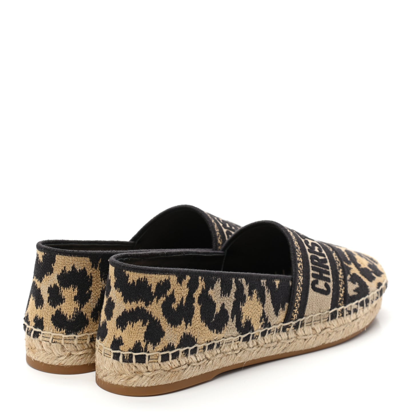 Cotton Embroidered Leopard Print Granville Espadrille 39 Natural