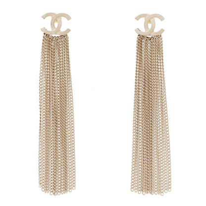 Chanel Metal CC Multi Strand Chain Drop Earrings Gold 1 of 5
