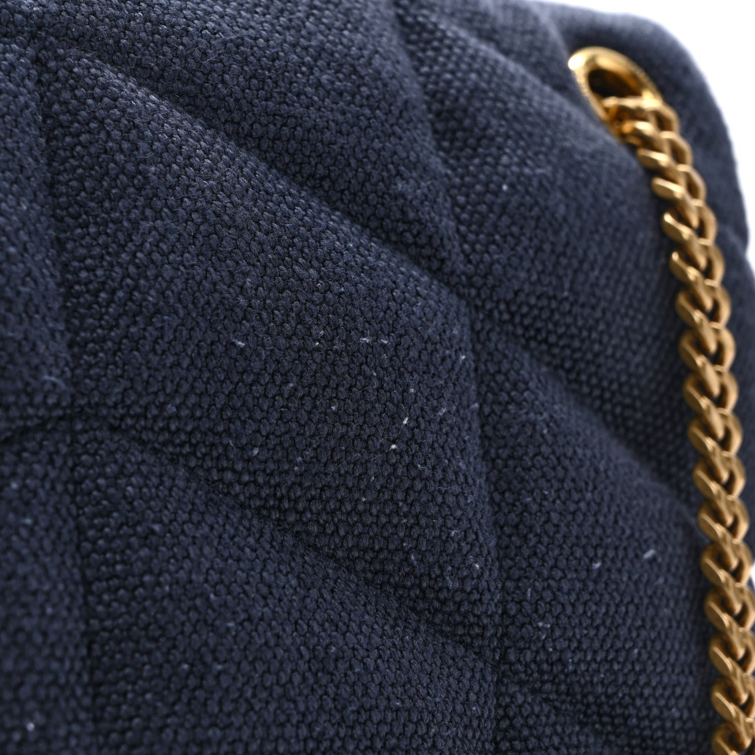 Saint Laurent Canvas Quilted Small Loulou Puffer Monogram Chain Satchel Deep Marine 9 of 9