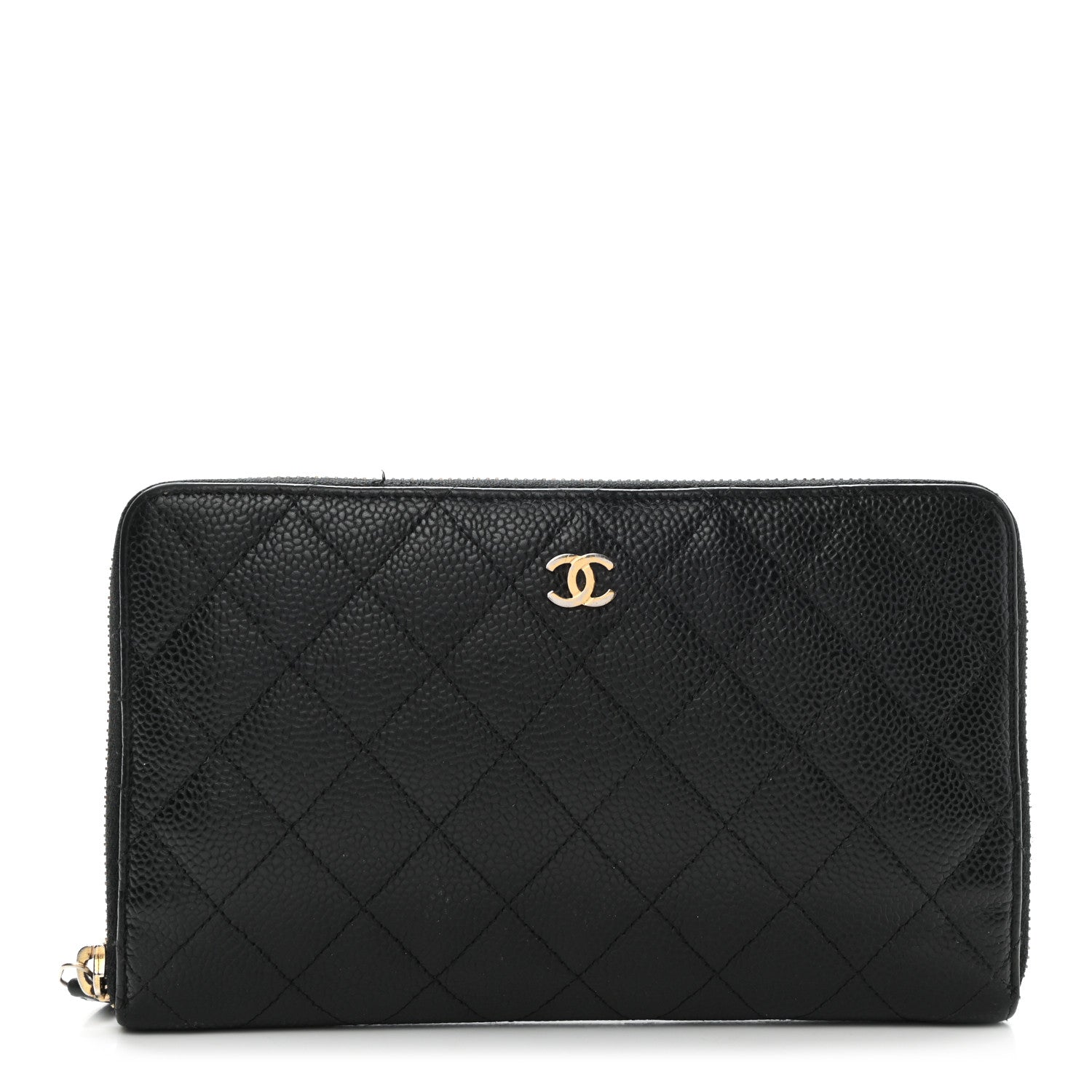 Chanel Caviar Quilted Large Zip Around Organizer Wallet Black 1 of 10