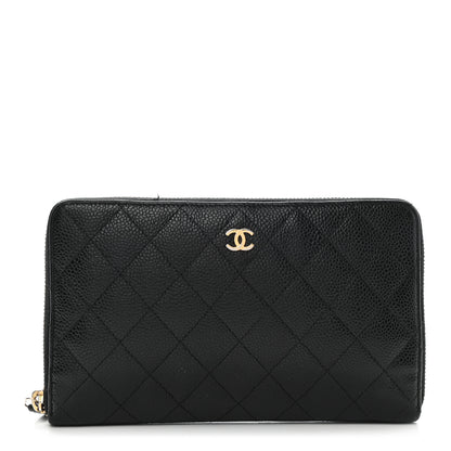 Chanel Caviar Quilted Large Zip Around Organizer Wallet Black 1 of 10