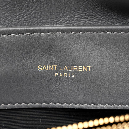Saint Laurent Suede Calfskin Y Quilted Monogram Small Loulou Chain Satchel Storm 6 of 10