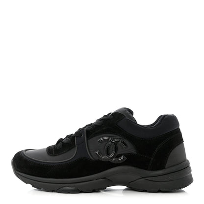 Chanel Mixed Fibers Calfskin Suede CC Sneakers 40.5 Black 1 of 9