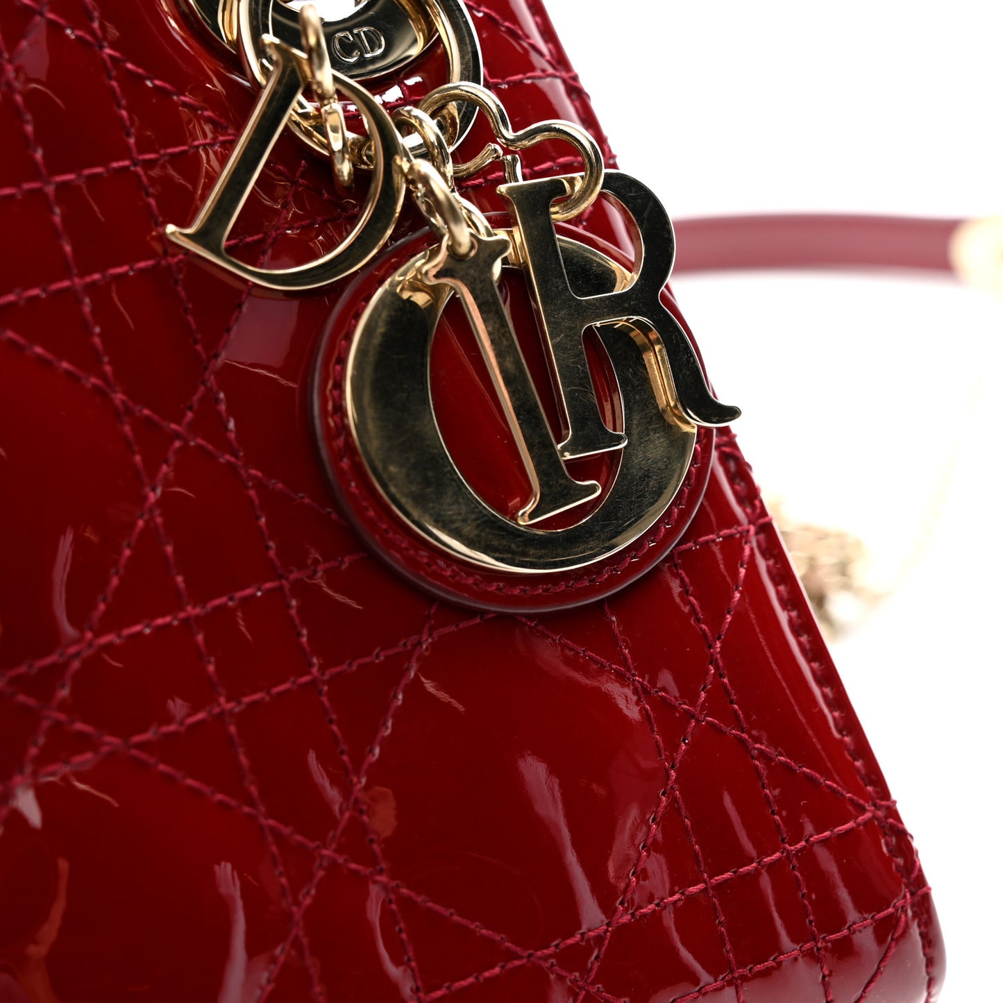 Patent Cannage Mini Lady Dior Red