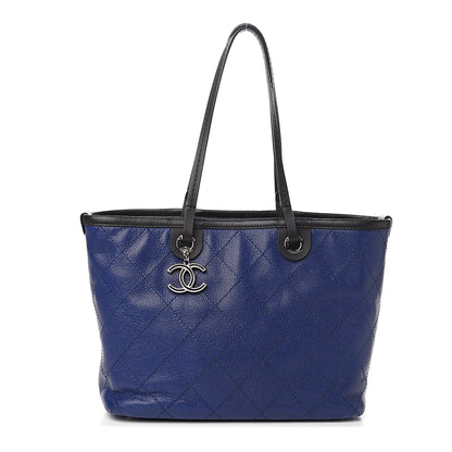 Chanel Grained Calfskin Shopping Fever Tote Blue 1 of 12