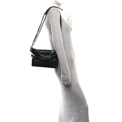 Chanel Aged Smooth Calfskin Quilted Medium Gabrielle Logo Hobo Black 2 of 10