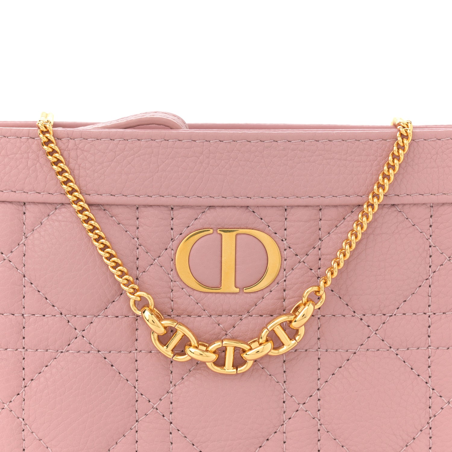 Christian Dior Calfskin Cannage Caro Zipped Pouch With Chain Fard 9 of 13