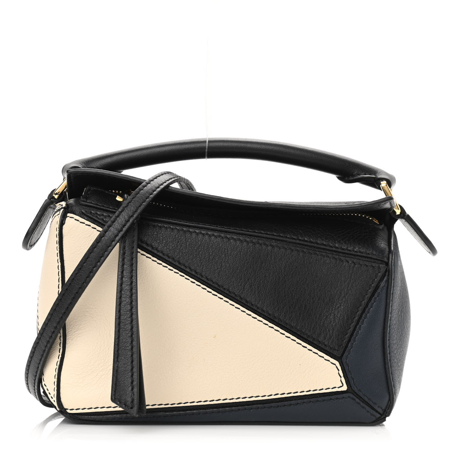 Loewe Calfskin Puzzle Bag Black Cream 1 of 11