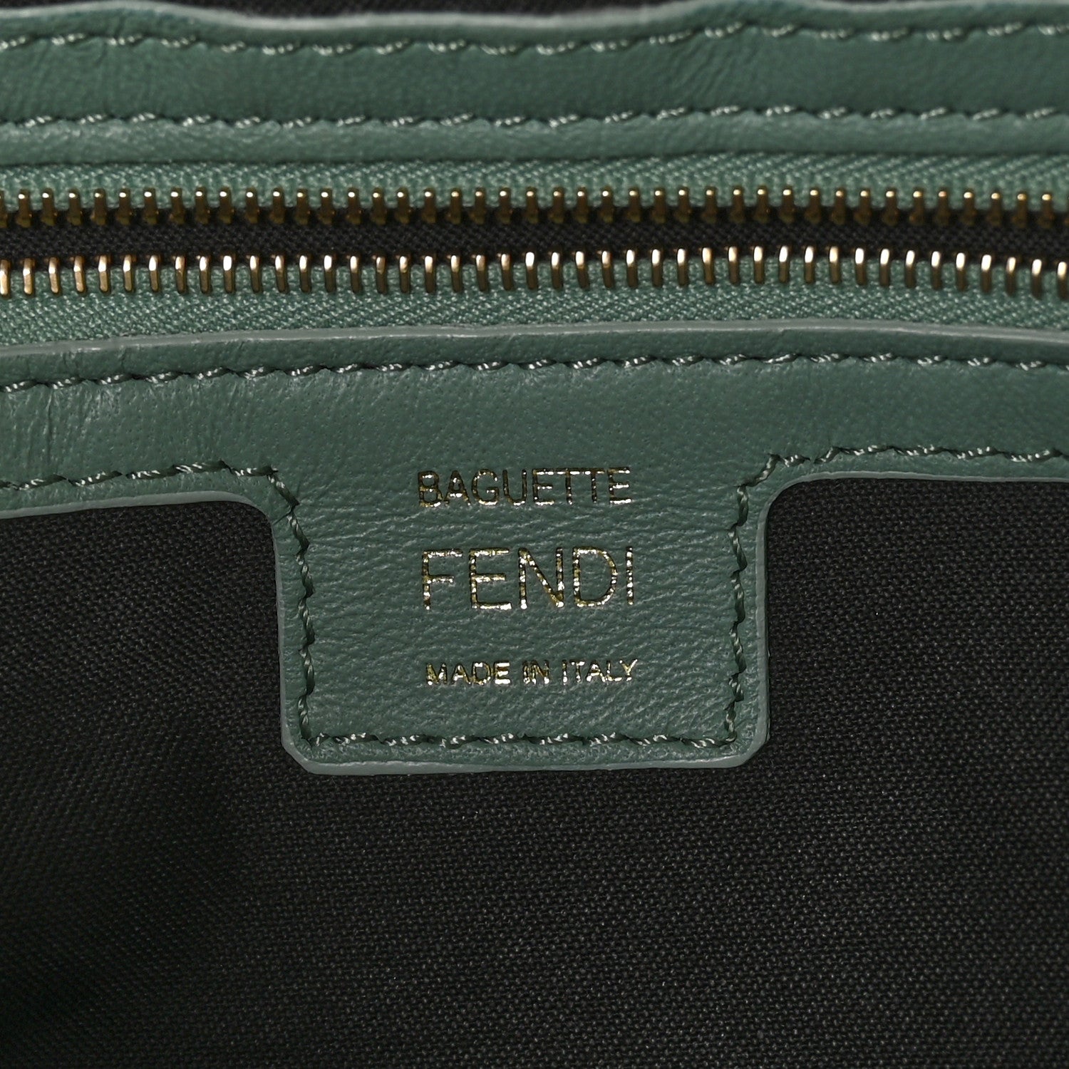 Fendi Nappa FF 1974 Embossed Baguette Menta 6 of 9